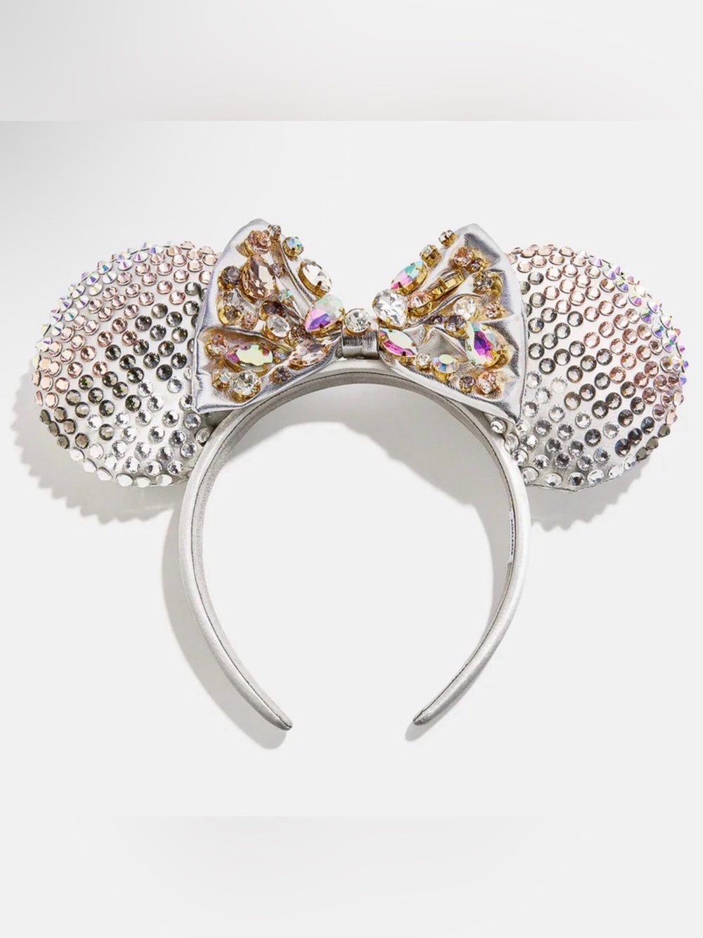 New BaubleBar Disney Minnie Mouse Crystal Silver Ears Headband.
